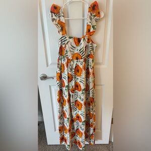 Floral Maxi Dress with Orange Poppies